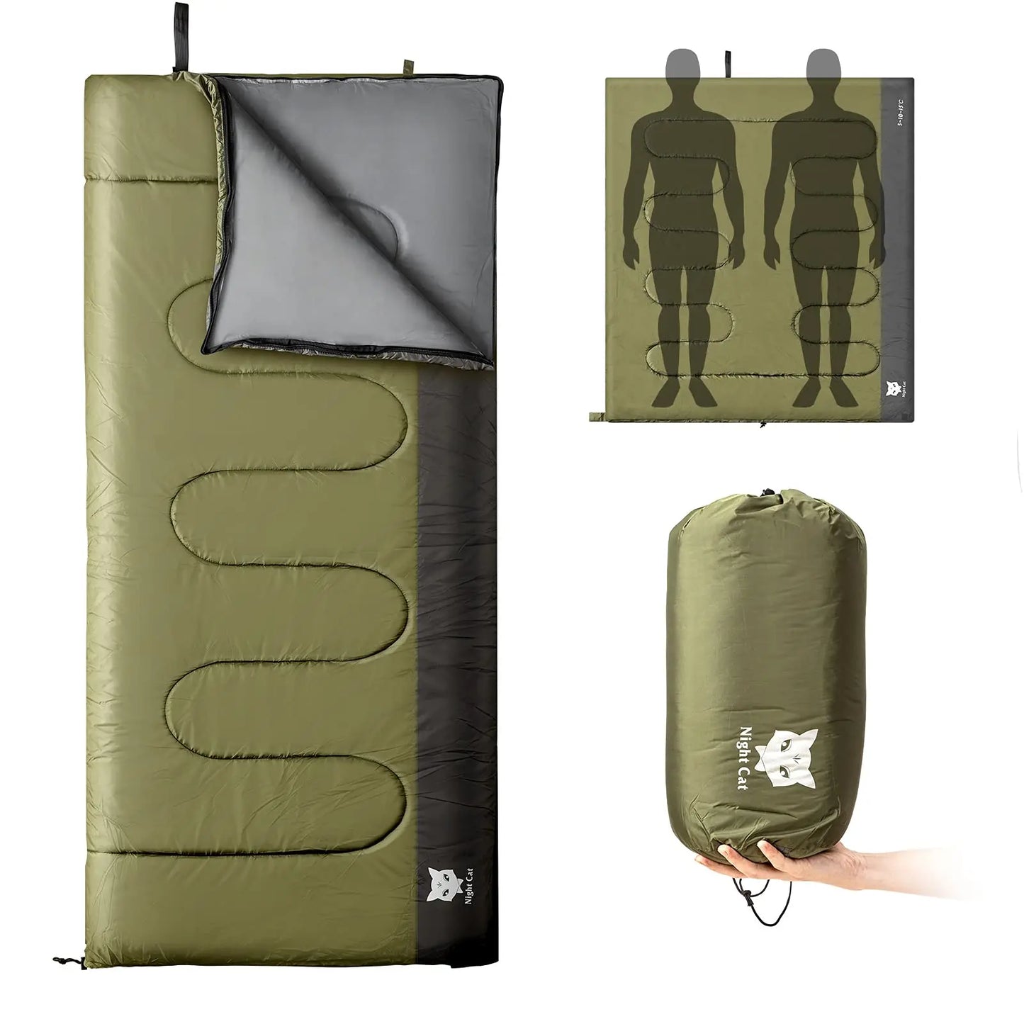 Camping Sleeping Bag Portable Lightweight Hiking Travel Outdoor 1-2 Person, 2x6 Feet