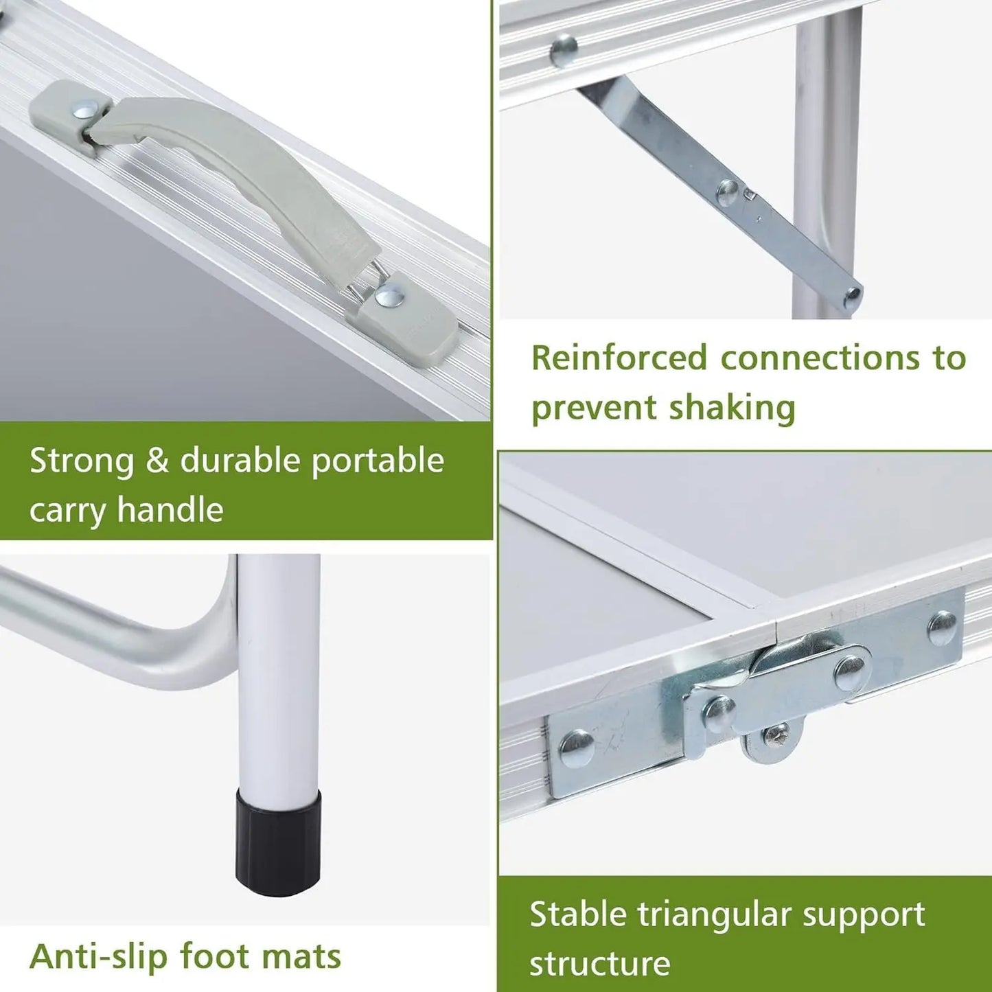 Portable Folding Camping Table with Storage, Adjustable Height, Lightweight for Outdoor BBQ Picnic Beach Indoor Use