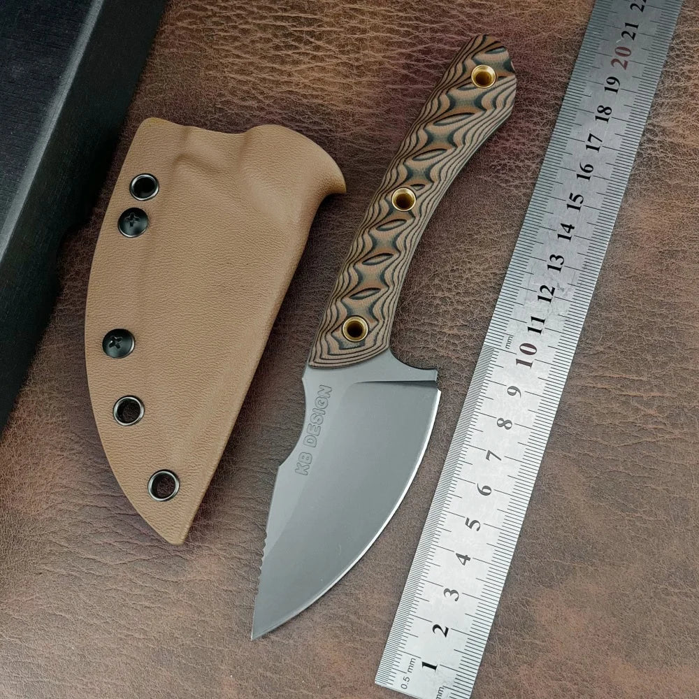 RMJ 7.28-inch Fixed Blade with A Sheath 8Cr13MoV Steel Blade G10 Handle Outdoor Camping Survival Fishing Hiking Gift for Men