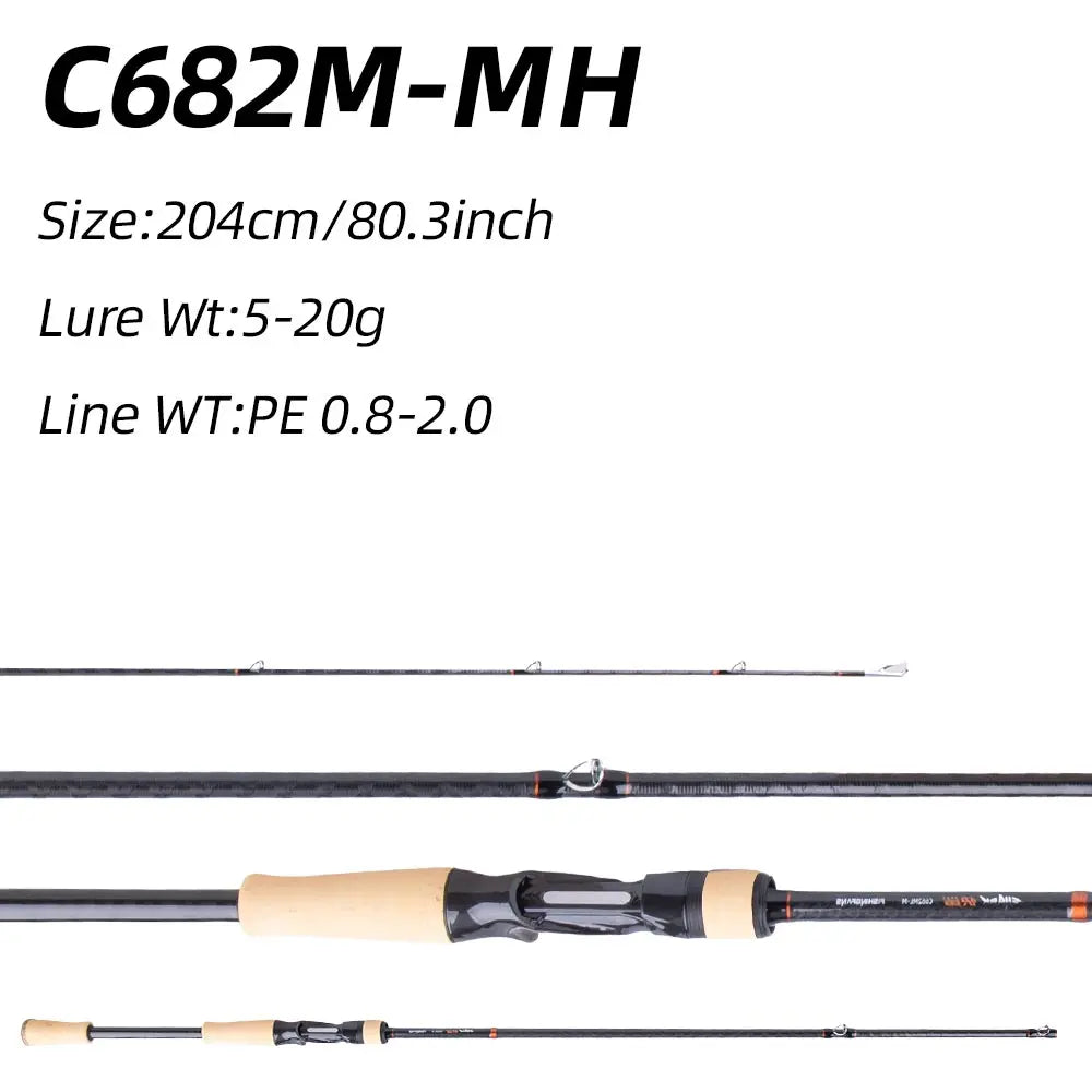 FISHINGFANS KUAISHA ML M MH AA CORK HANDLE 4 AXIS TORAY CROSS CARBON SPINNING CASTING SEA BOAT BASS CRAPPIE FISHING ROD