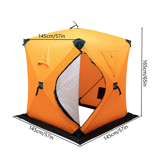 Outdoor Winter with Cotton Insulation, Windproof and Ice Proof Fishing House Equipment, Winter Fishing Cotton Tent - Orange
