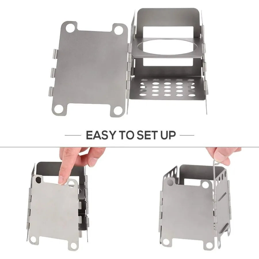 Lixada Camping Stove Titanium Folding Wood Burning Stove Alcohol Burner Pocket Stove Portable Lightweight for Outdoor Adventure