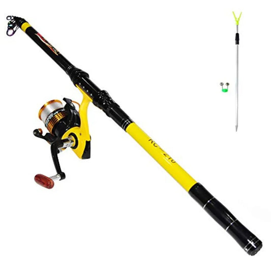 Fishing Rod and Reel Combo Medium Heavy Telescopic Poles Pre-spooled with Spinning Reel for Travel Saltwater Freshwater Catfish