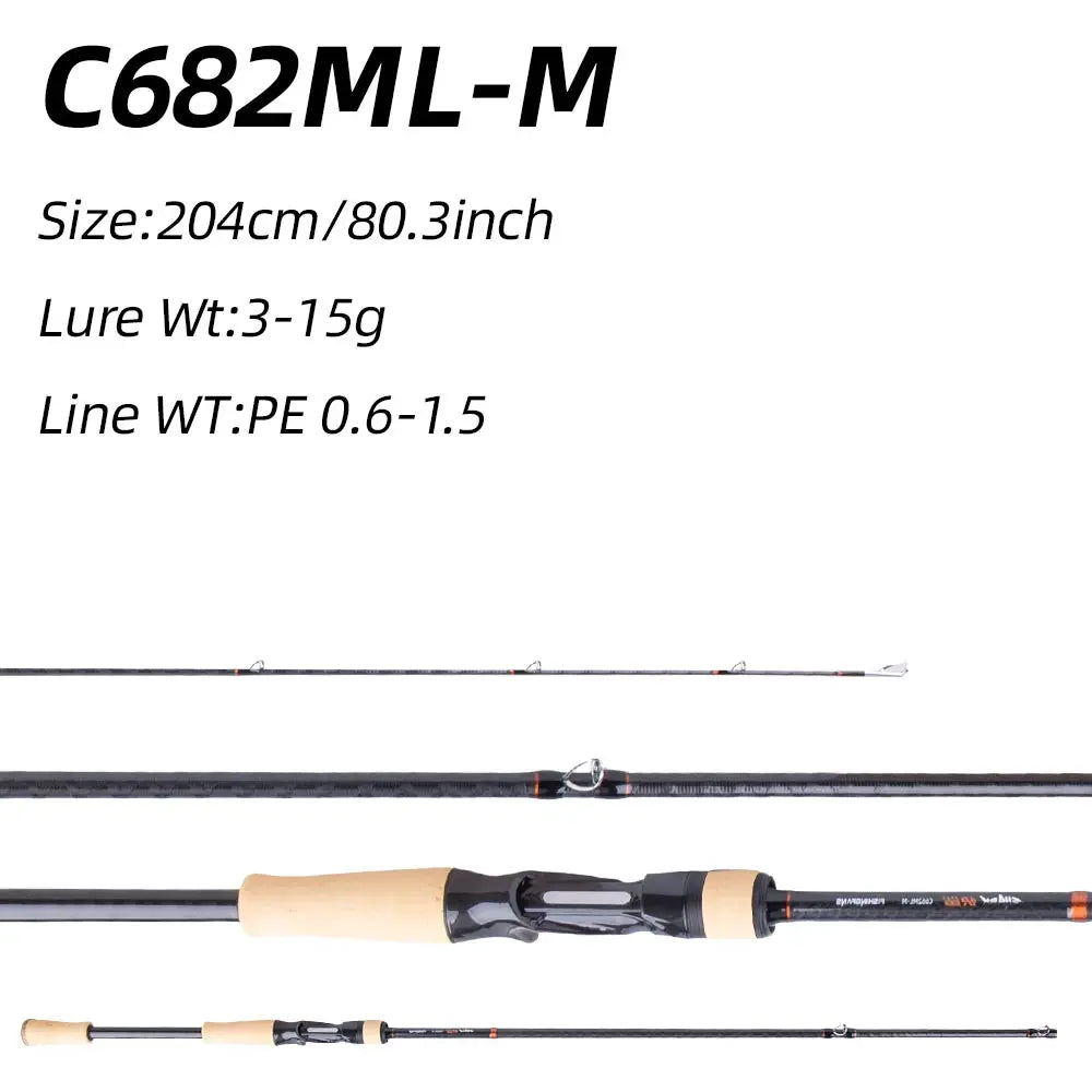 FISHINGFANS KUAISHA ML M MH AA CORK HANDLE 4 AXIS TORAY CROSS CARBON SPINNING CASTING SEA BOAT BASS CRAPPIE FISHING ROD