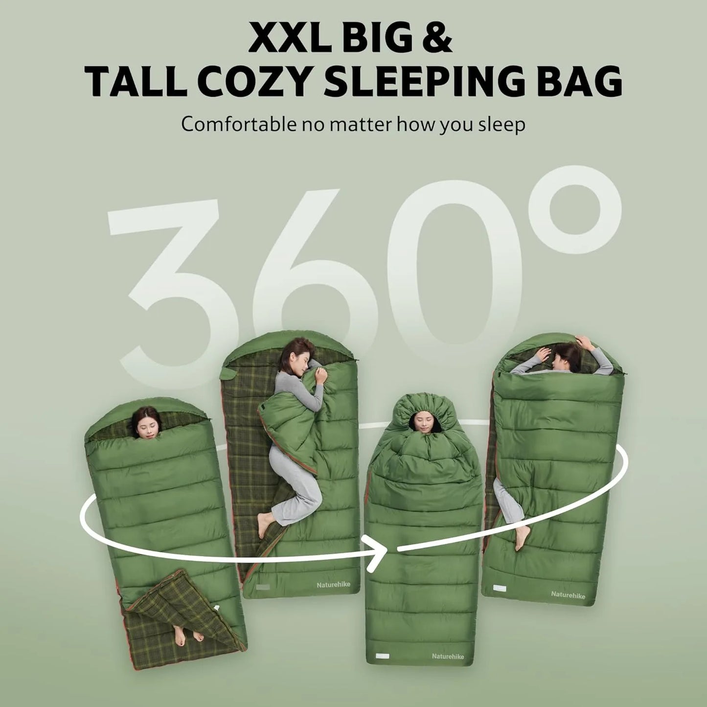 Naturehike Sleeping Bag for All Seasons Spring Autumn Outdoor Camping Warm Sleeping Bag Compression Sack Included