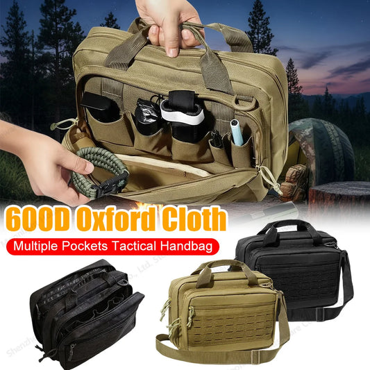 Tactical Handgun Case Bag Firearm Shooting Case Multiple Pockets with Lockable Compartment for Shooting Range Outdoor Hunting
