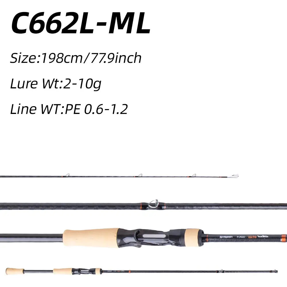 FISHINGFANS KUAISHA ML M MH AA CORK HANDLE 4 AXIS TORAY CROSS CARBON SPINNING CASTING SEA BOAT BASS CRAPPIE FISHING ROD