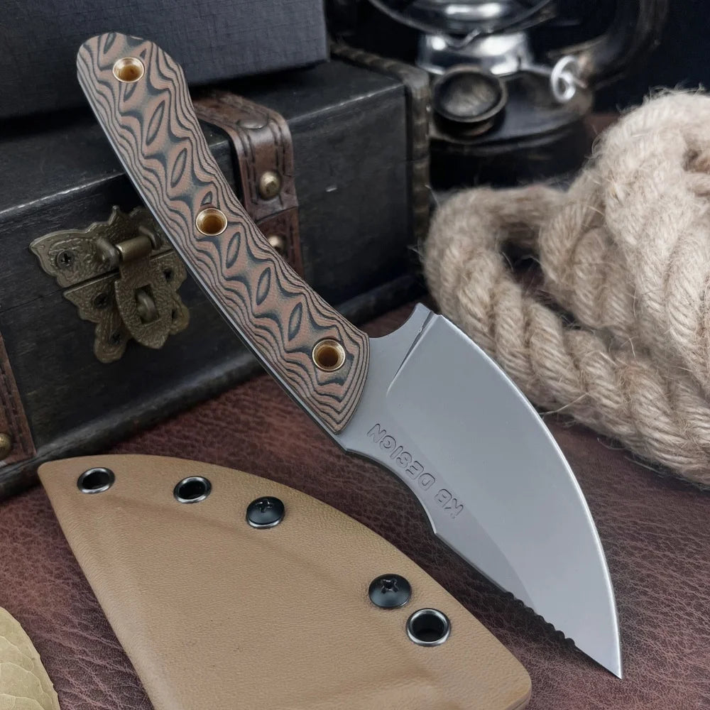 RMJ 7.28-inch Fixed Blade with A Sheath 8Cr13MoV Steel Blade G10 Handle Outdoor Camping Survival Fishing Hiking Gift for Men