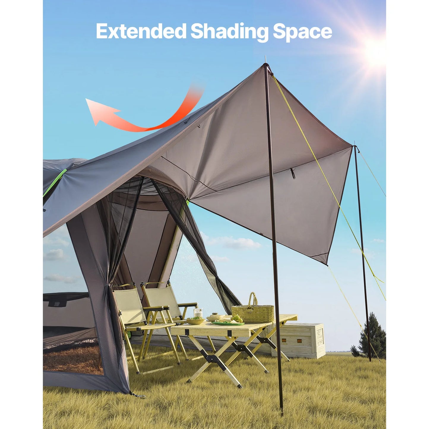 SucceBuy SUV Tent for Camping Waterproof PU2000mm Spacious Double Layer Design SUV Camping Tent with Shade Awning , Mesh Windows