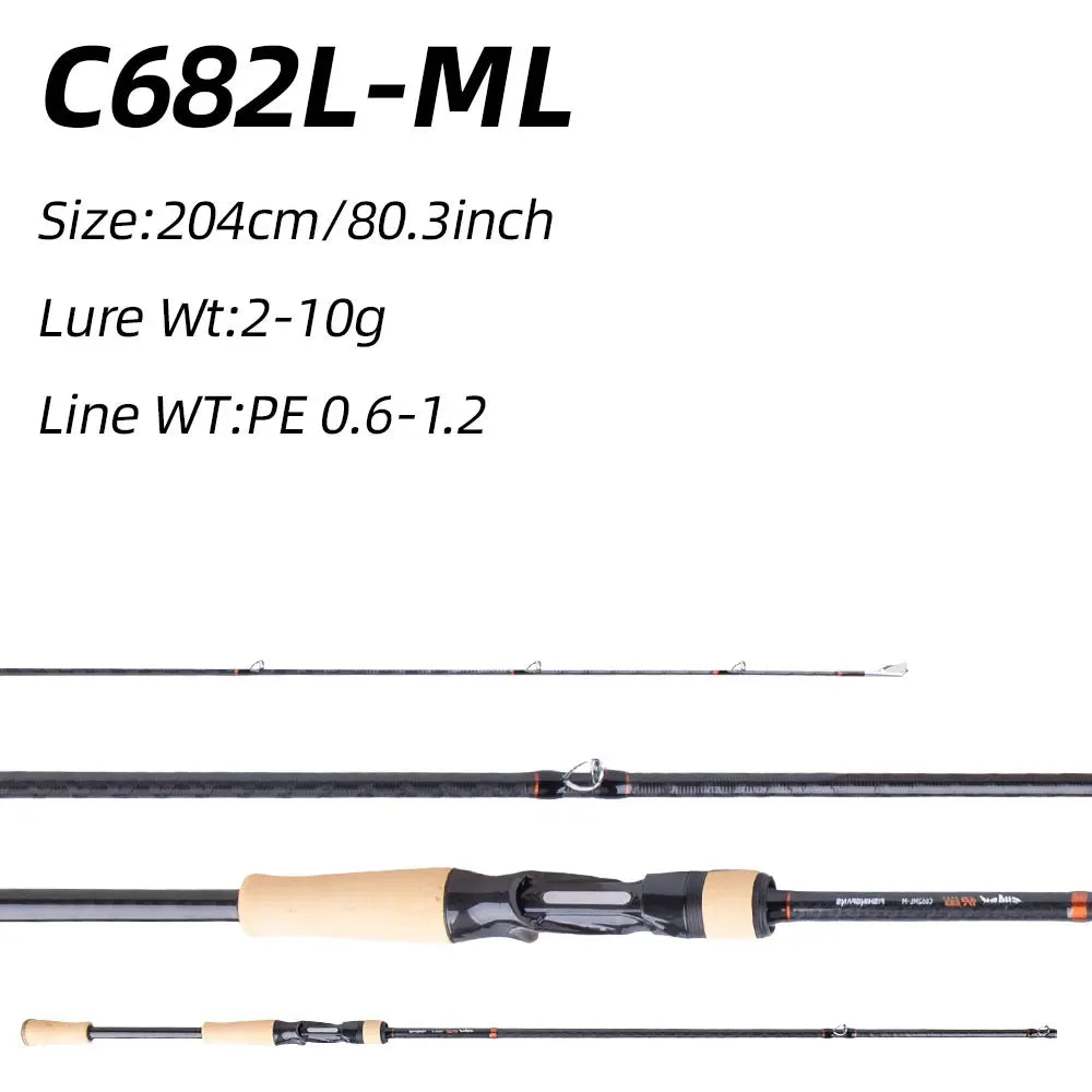 FISHINGFANS KUAISHA ML M MH AA CORK HANDLE 4 AXIS TORAY CROSS CARBON SPINNING CASTING SEA BOAT BASS CRAPPIE FISHING ROD