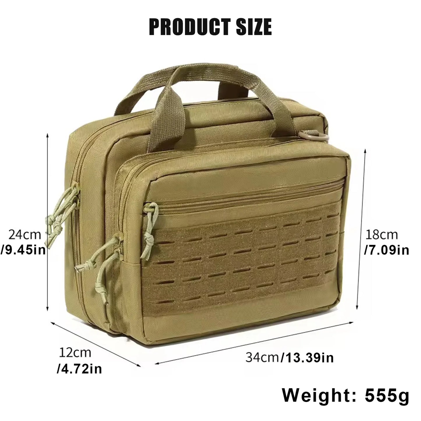 Tactical Handgun Case Bag Firearm Shooting Case Multiple Pockets with Lockable Compartment for Shooting Range Outdoor Hunting