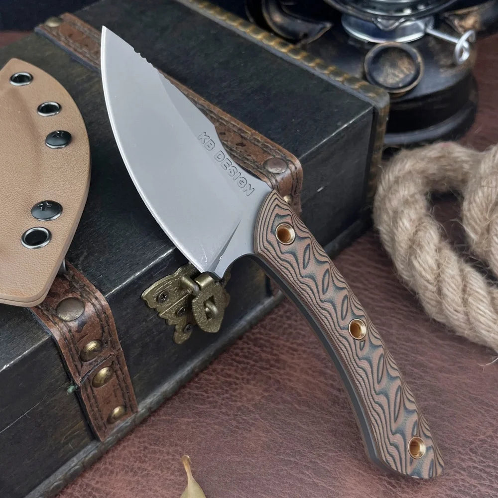 RMJ 7.28-inch Fixed Blade with A Sheath 8Cr13MoV Steel Blade G10 Handle Outdoor Camping Survival Fishing Hiking Gift for Men