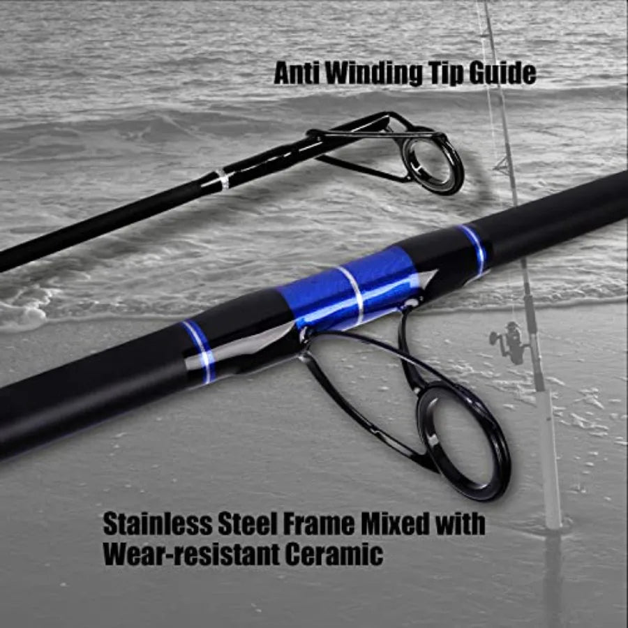 Surf Spinning Fishing Rod Carbon Travel Surf Rod 2 Piece 3 Piece 4 Piece Spinning Fishing Rod 9' 10' 11' 12' 15' for Be