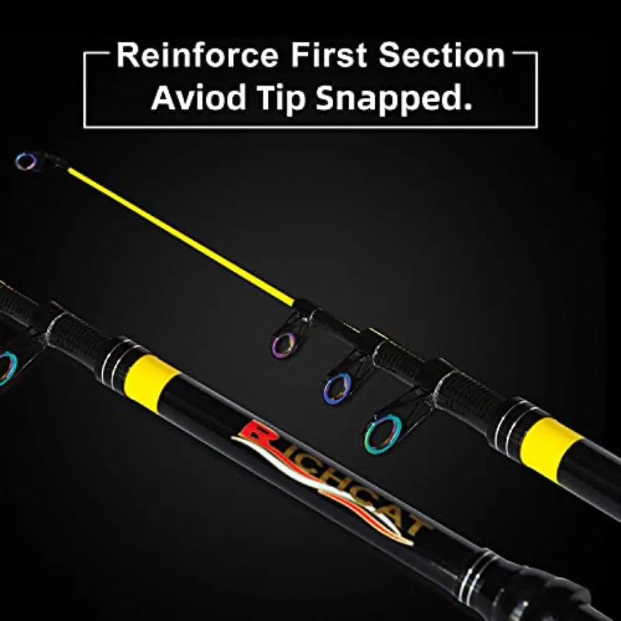 Fishing Rod and Reel Combo Medium Heavy Telescopic Poles Pre-spooled with Spinning Reel for Travel Saltwater Freshwater Catfish
