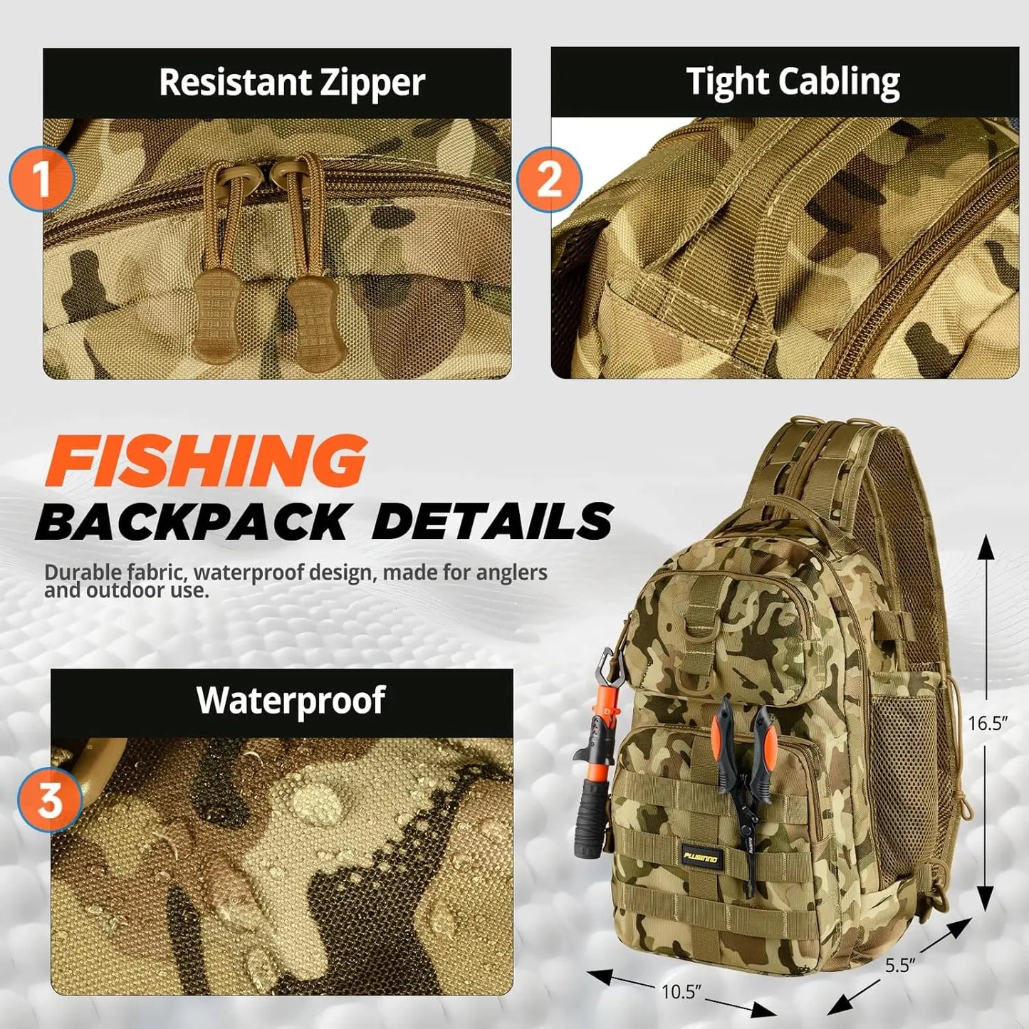 Waterproof Fishing Backpack with Rod Holder, Tackle Boxes, and Tool Kit - Ideal Gear for Anglers