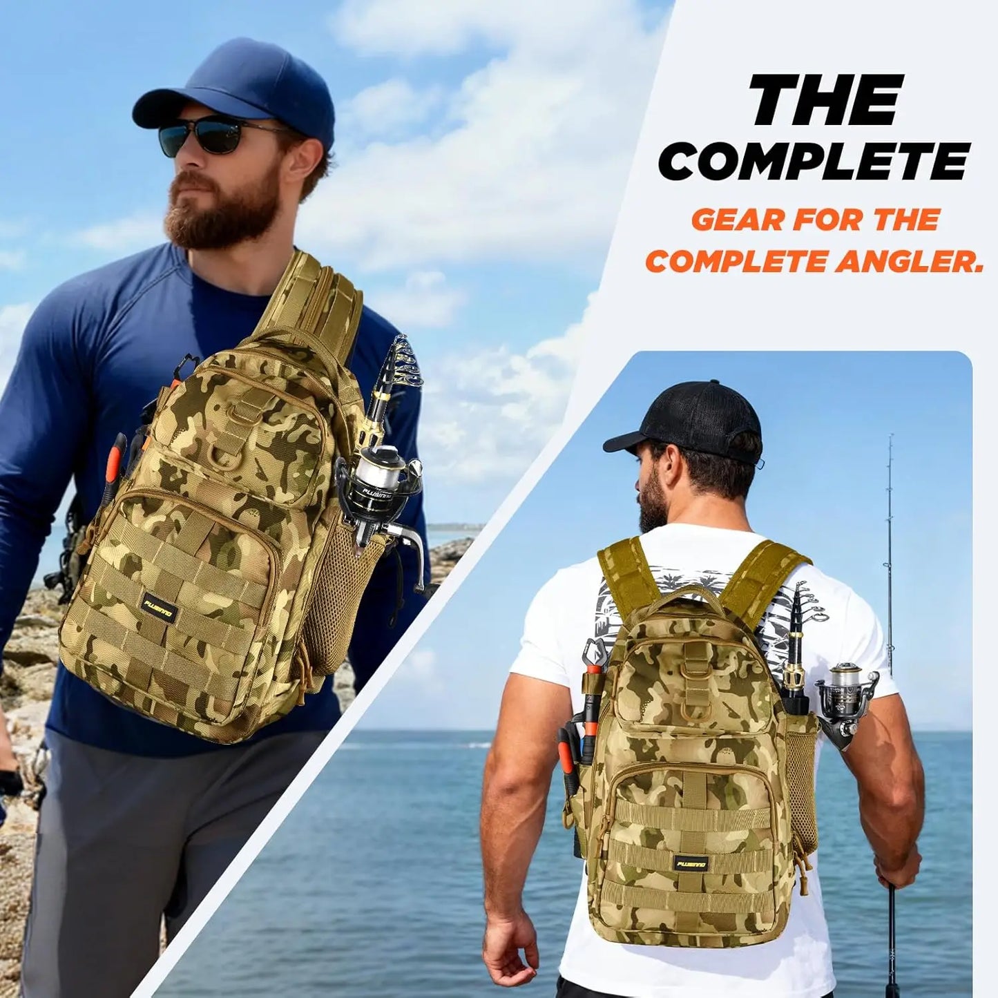 Waterproof Fishing Backpack with Rod Holder, Tackle Boxes, and Tool Kit - Ideal Gear for Anglers