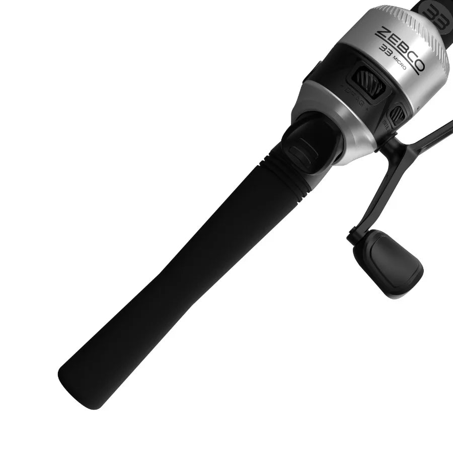 33 Micro Spincast Reel and Fishing Rod Combo 5-Foot 2-Piece Durable Fiberglass Fishing Pole Size 10 Reel QuickSet Anti-Reverse